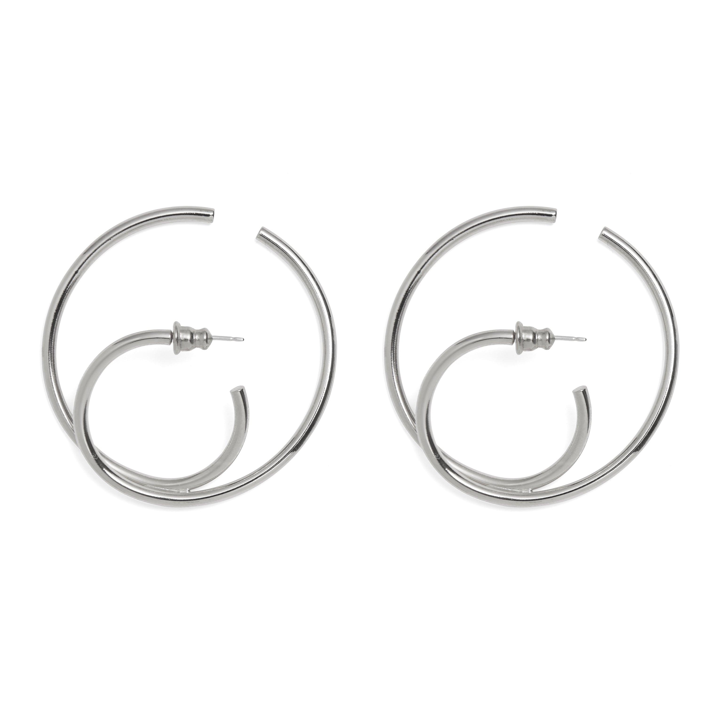 Lady Grey Jewelry Thru Hoops in Rhodium