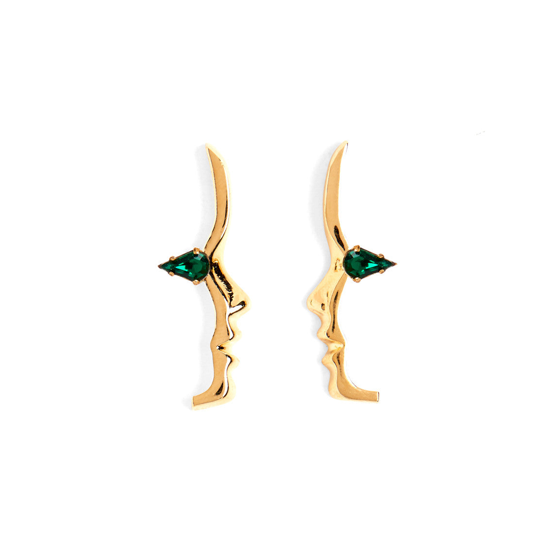 Mini Emerald Crystal Silhouette Studs 