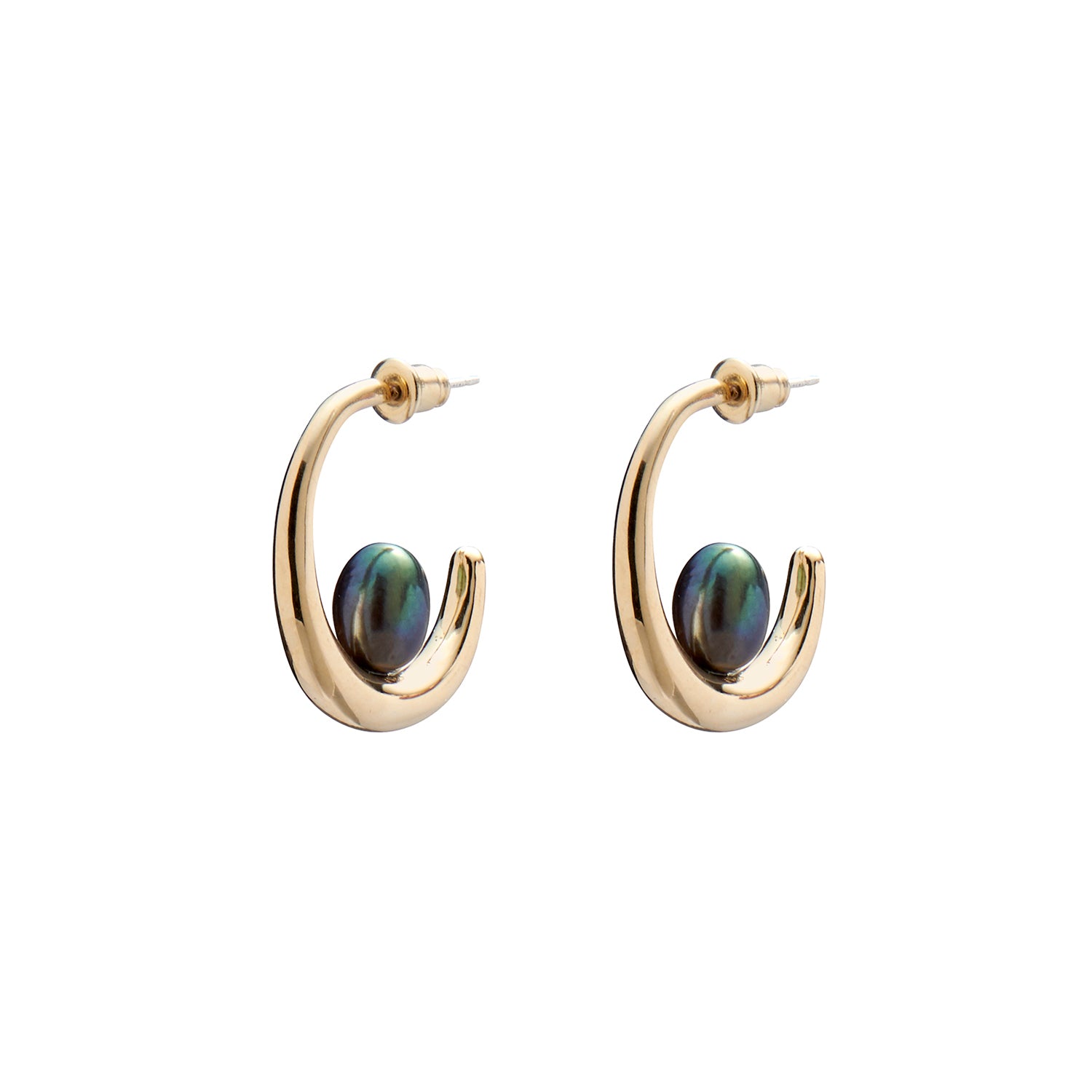 Pearl Lair Hoops in Gold