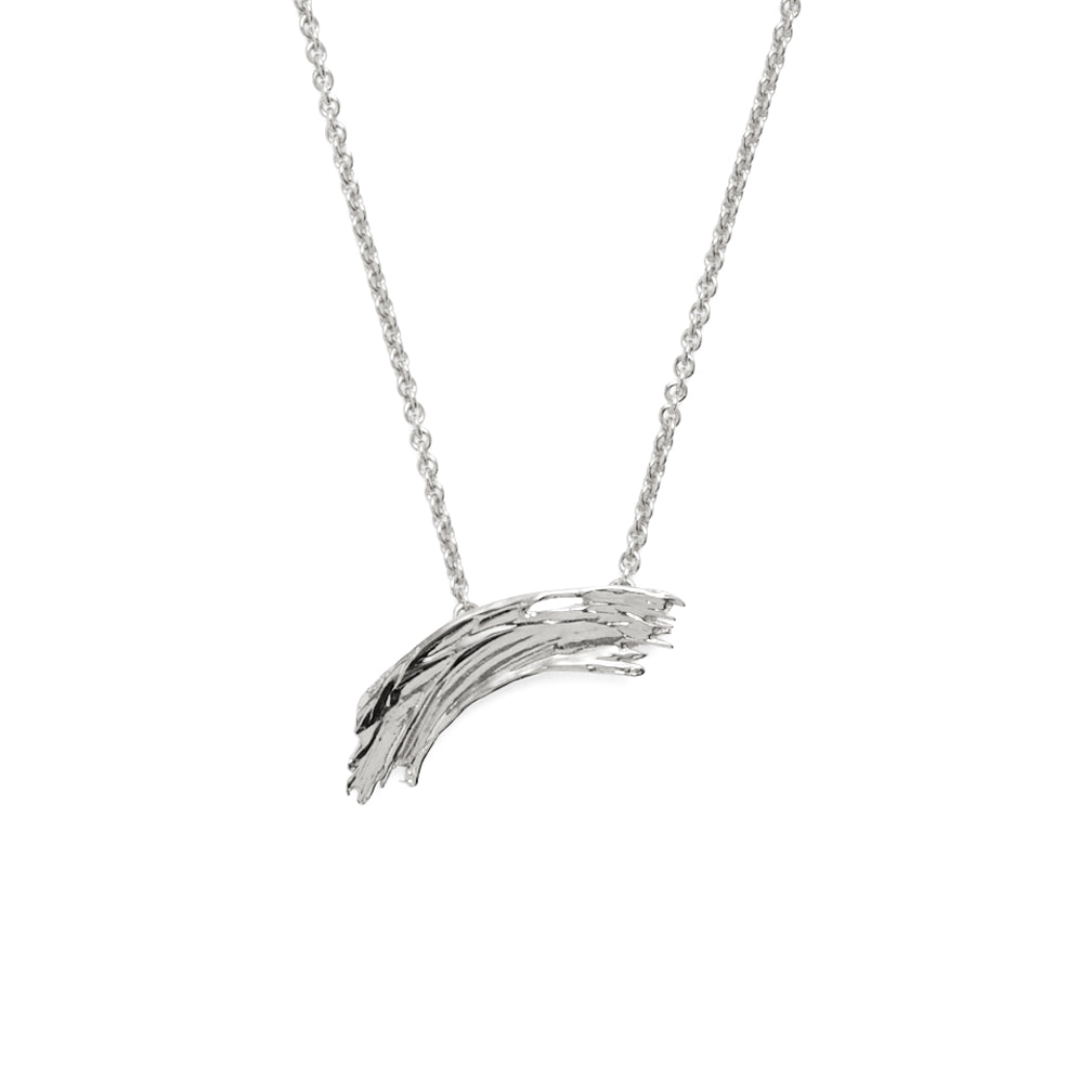 Lady Grey Jewelry Small Brushstroke Necklace in Rhodium