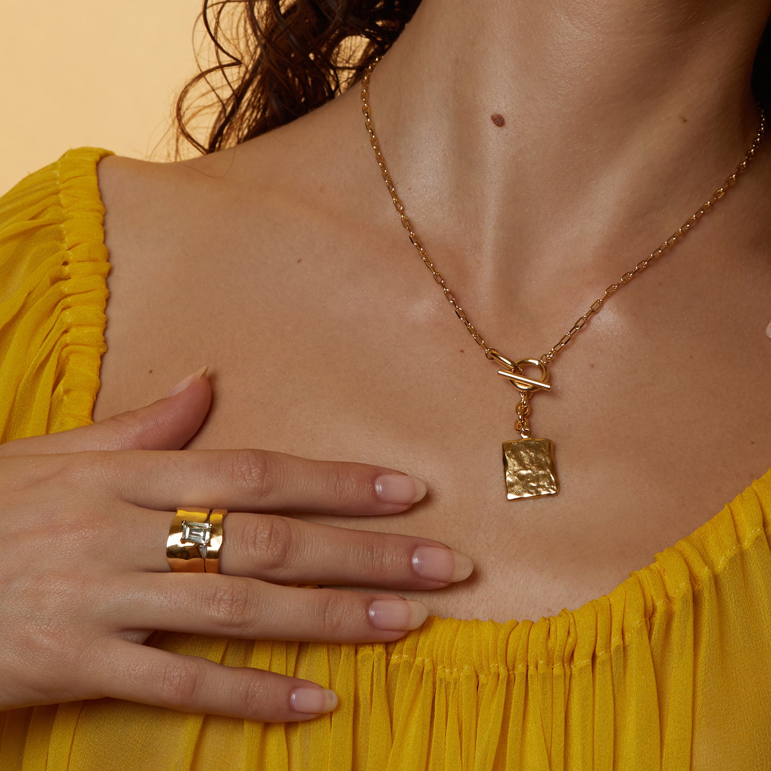 Signet Toggle Necklace in Gold