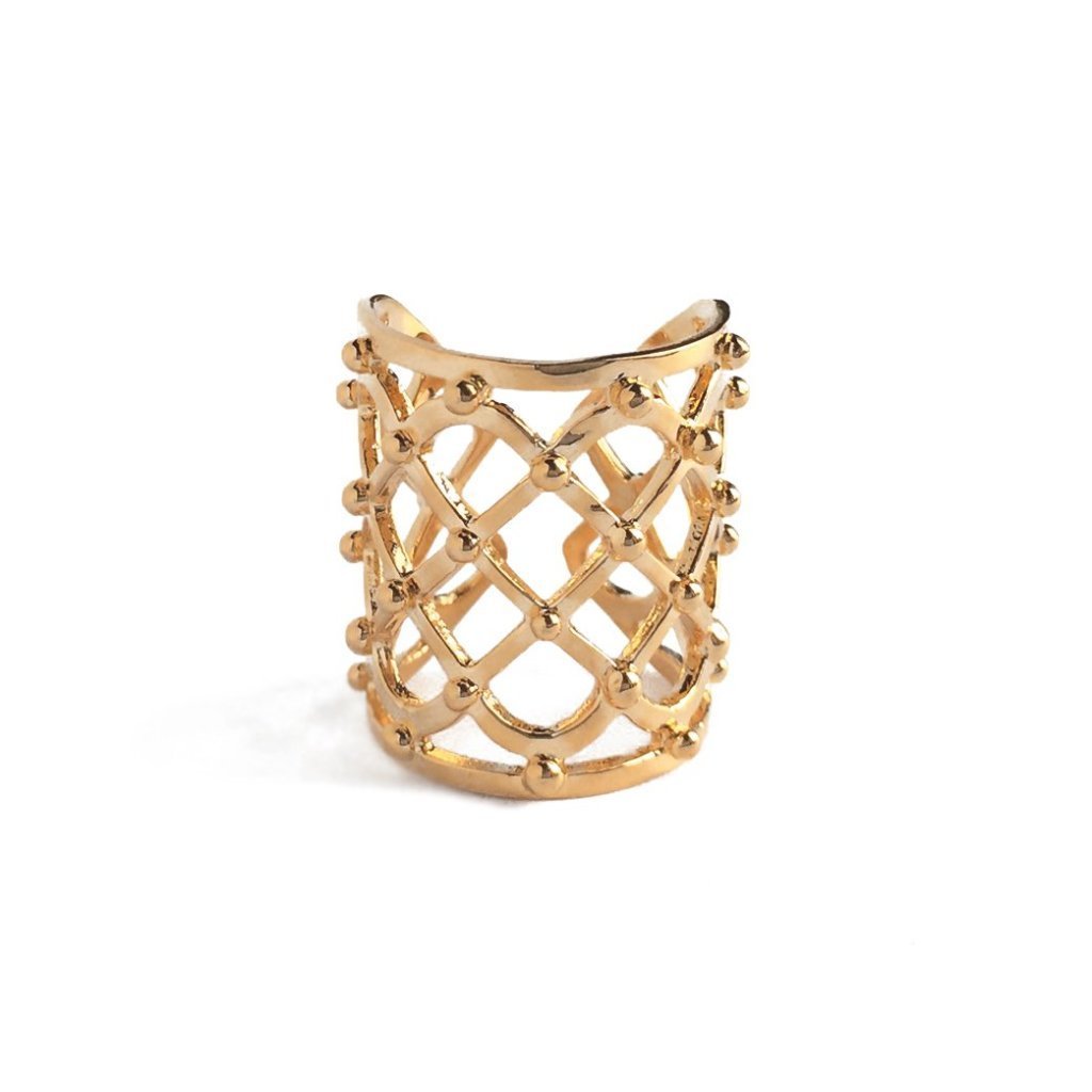 Studded Lattice Ring in Gold