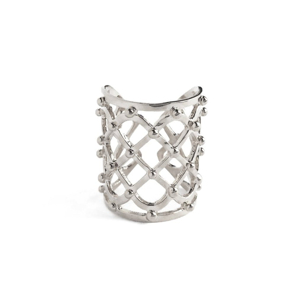 Studded Lattice Ring in Silver