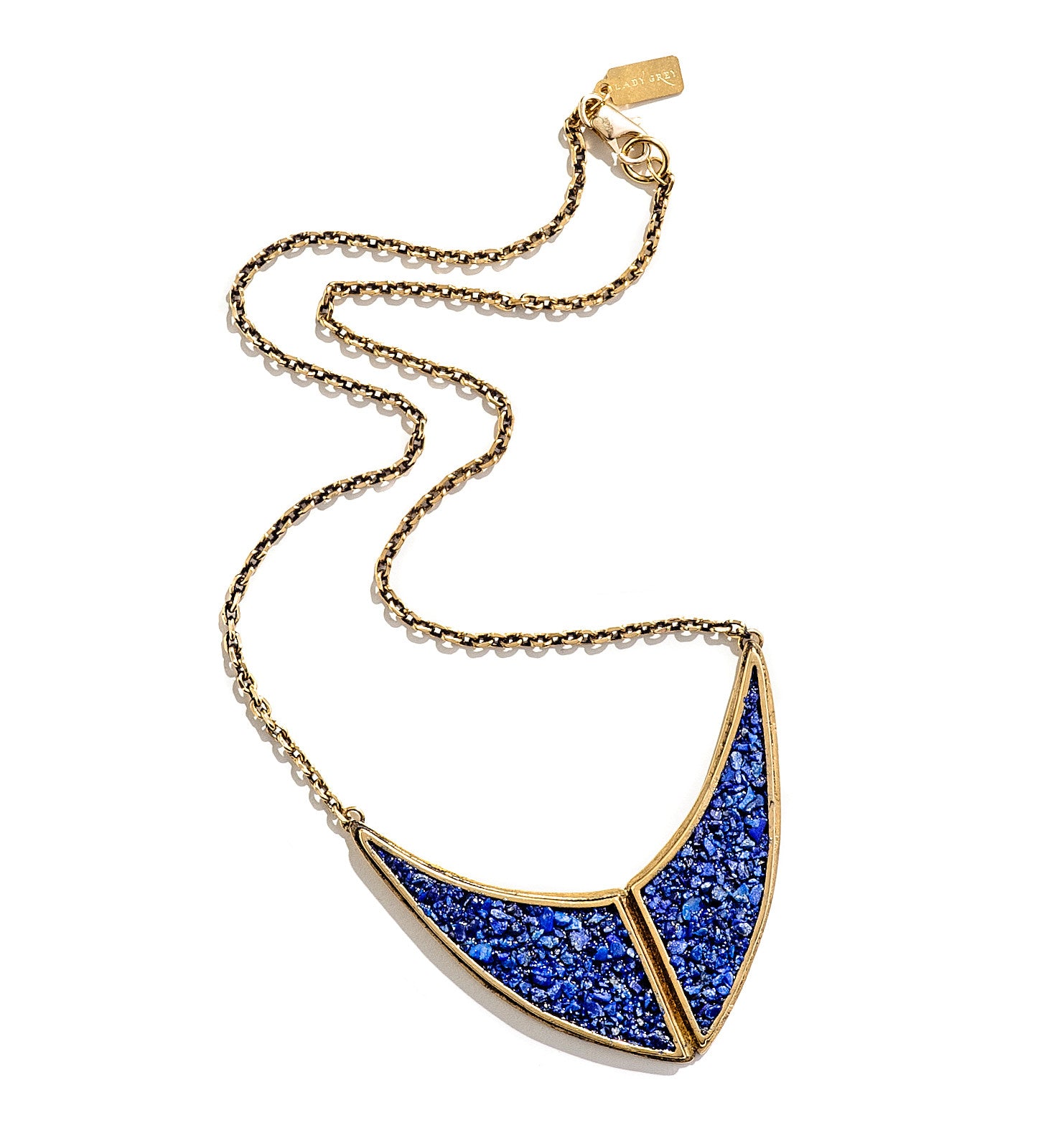 Vex Crest Necklace in Gold with Crushed Lapis